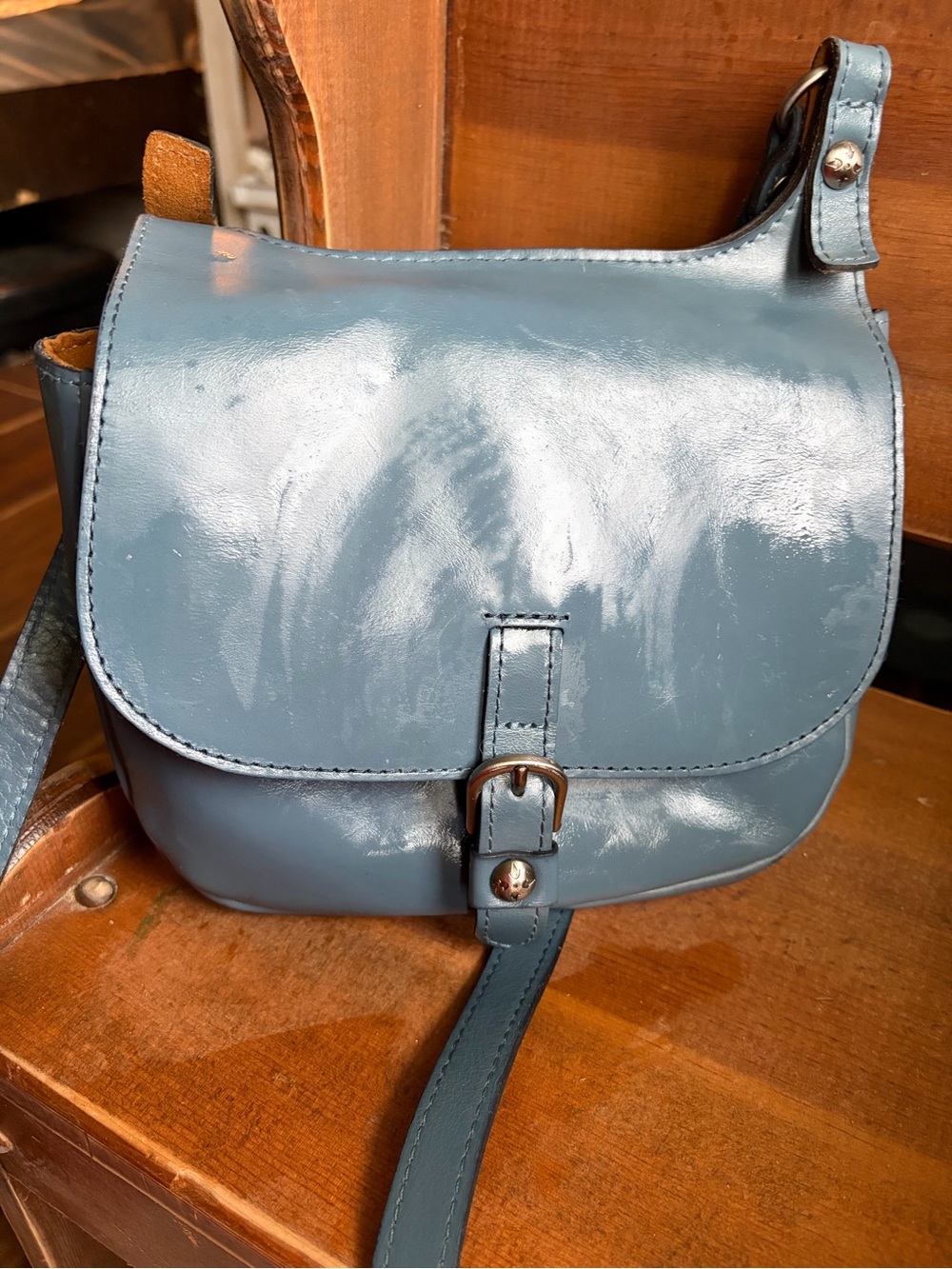 Patricia Nash  Blue Leather Crossbody Bag